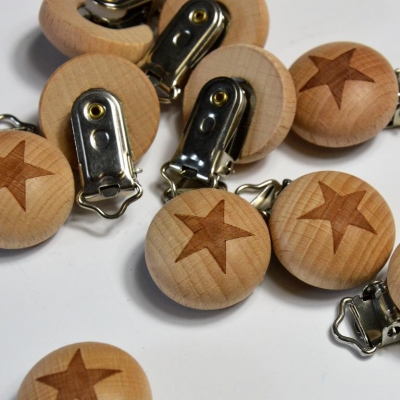 Baby Schnuller Clips | Stern | Holz